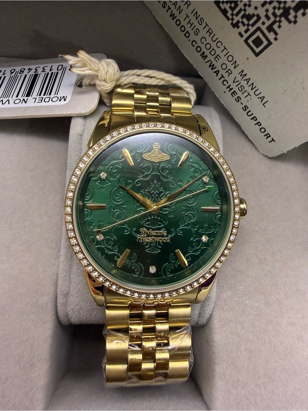 Vivienne Westwood Gold and Emerald Green Bracelet Watch